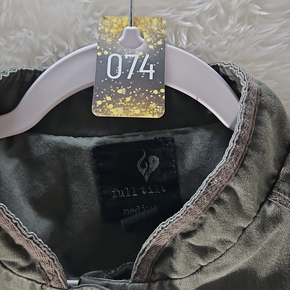 Full Tilt Olive Green Utility Jacket Cotton Size Small Medium - Picture 14 of 17
